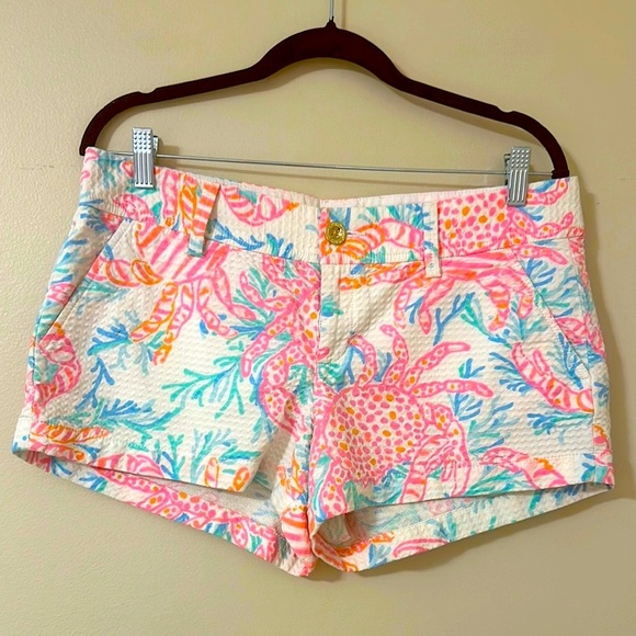 Lilly Pulitzer Pants - Lilly Pulitzer Womens Walsh Short Resort White Getting Steamy Print Sz 10 Preppy